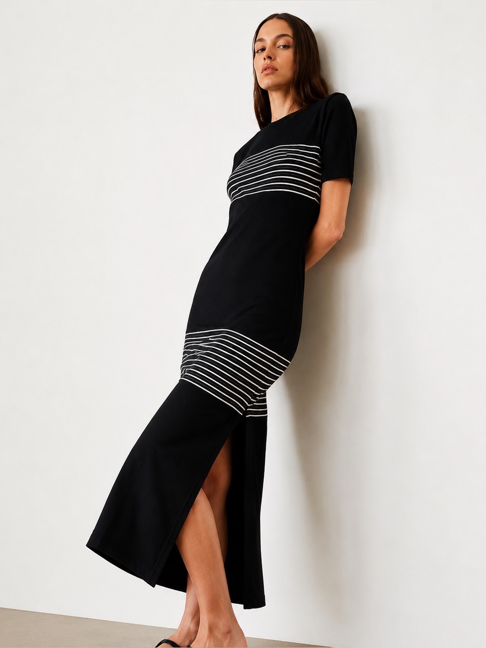 Monrow Light Soft Knit Stripe Dress, Size L, NWT